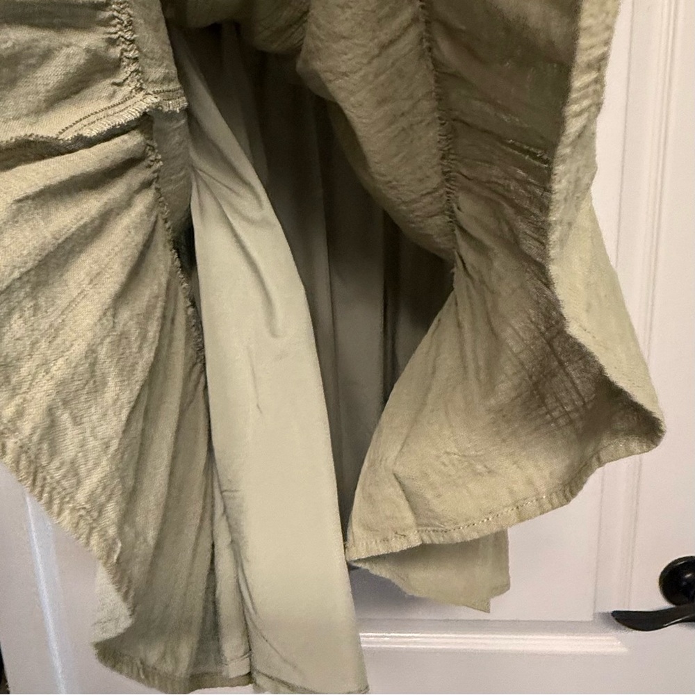 LILLUSORY Sage Green Cotton Smocked Puff Sleeve Cottagecore Dress XL - Picture 9 of 10